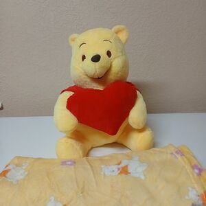 Plush Bear Holding Red Heart - Yellow Plush